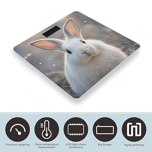 Cute Bunny Scale for Body Weight Digital Bathroom Scale Toughened Glass High Precision Scales for Body Weight with Large LCD Backlight Display Weight Scales