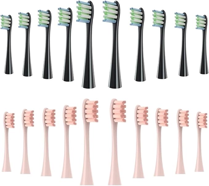 20pcs Brush Head ReplacementCompatible for Toothbrush Soft Bristle X/X PRO/ Z1 Brushes Replaceable(10 Black 10 Pink)