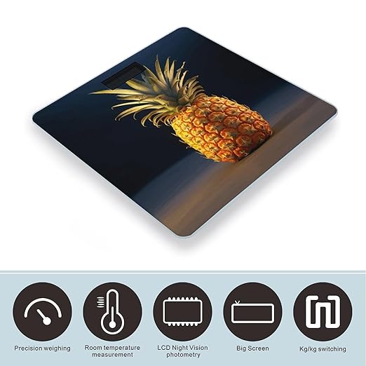 Pineapple Fruit Bathroom Scale for Body Weight Bathroom Weighing Scale with Backlit LCD Display Highly Accurate Measures Weight Up to 180kg