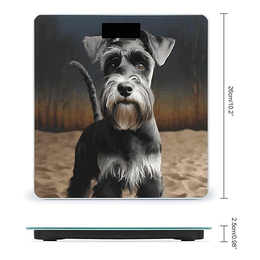 Animal Schnauzer Dog Digital Bathroom Scale for Body Weight Weighing Scale with Backlit LCD Display High Precision Measurements &amp Measures Weight Up to 180kg