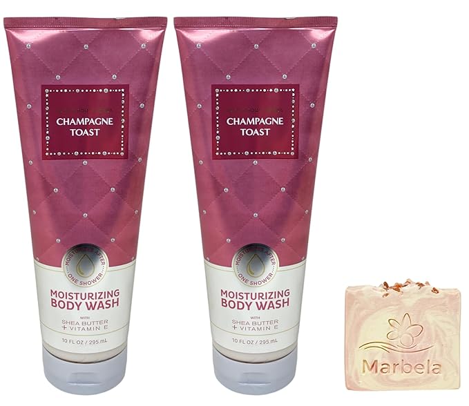 Bath &amp Body Works Champagne Toast 2 Moisturizing Body Washes with a Himalayan Salts Springs Bar Soap