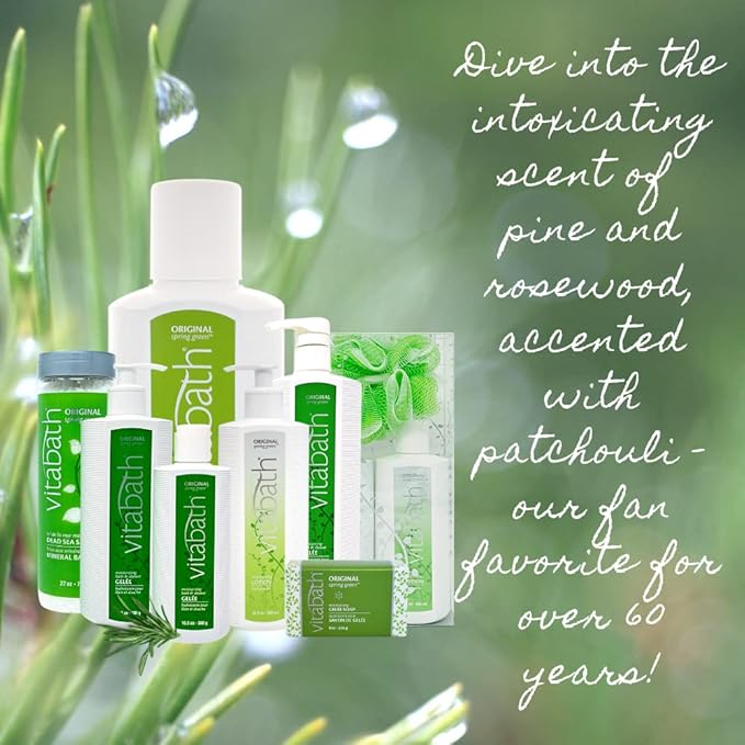 Vitabath Original Spring Green Moisturizing Bath &amp Shower Gel Wash Intoxicating Botanical Skin Rejuvenation Hydrating Dry Skincare Body Cleanser &amp Foaming Gelee - 21 oz
