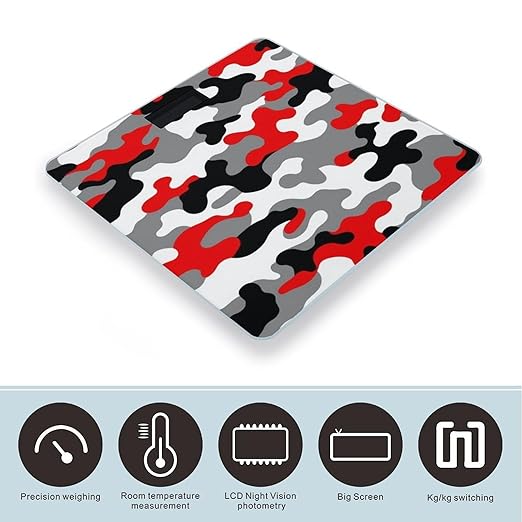 Digital Bathroom Weighing Scale Energy Saving Scale Smart Scale for Body Weight Military Red Camo Army Camouflage