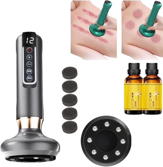 12 Levels Adjustable Handheld Cellulite Massager Charging Heated Guasha Tool Cupping Massage Body Sculpting Machine Cellublast for Cellulite Remover for Body Massager (Grey)