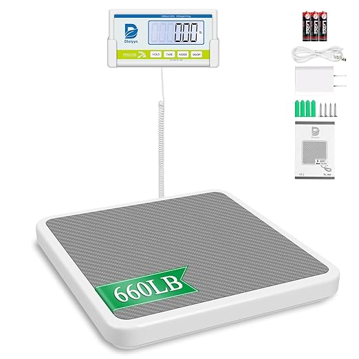 Medical Scale for Body Weight with Digital Display 660 lb Limit High Accuracy Medical Grade Floor Scale Heavy Duty kg/oz/lb Settings AC Adapter &amp Battery Included Portable Home &amp Physici