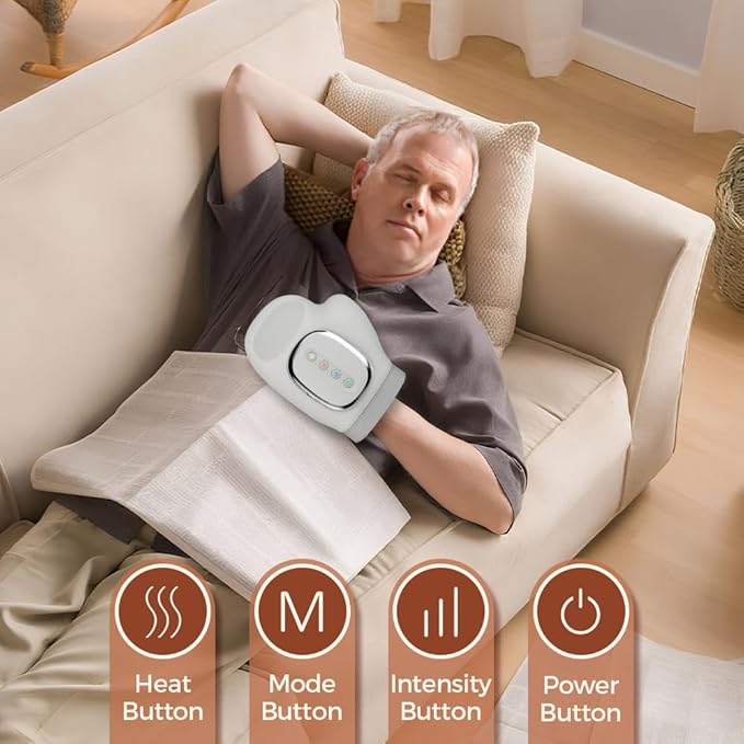 Hand Massager with Heat and Compression Cordless Hand Massager Full-Hand and Wrist Coverage 3 Massage 3 Temperatures 5 Compression Models for Women Men Wrist Palm Finger Carpal Tunnel