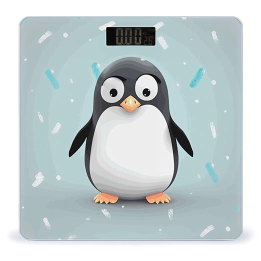 Cute Penguin Weight Scale Digital Electronic Scales Bathroom Scale Larg LCD Backlight Display High Precision MeasurementsTempered Glass