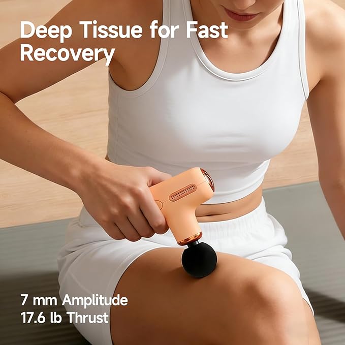 Super Mini Massage Gun Deep Tissue Portable Handheld Muscle Massager with 5 Speed &amp 4 Heads for Athletes Men &amp Women Muscle Recovery Percussion Massager Quiet for Home Gym Office Travel