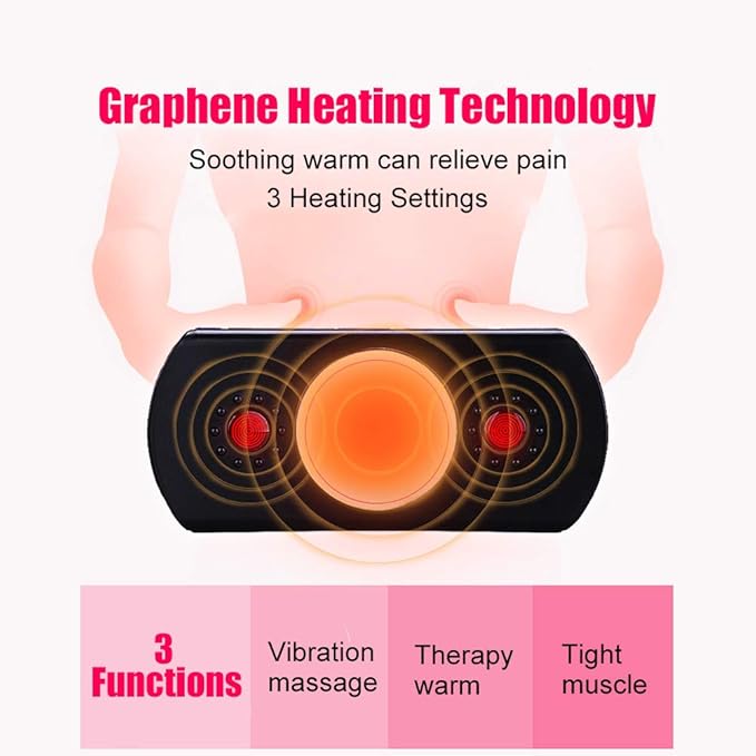 WOOLALA Abdomen Massage Belt with Heat Therapy Heated Waist Belt Vibrating Back Massager Lower Back Wrap for Pain Strains Sprains Relief