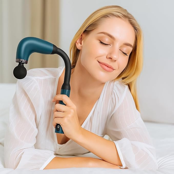 Handheld Cordless &amp Rechargeable Back Massager - Quiet - Full Body Massage Device for Women Aches Relief Sports Recovery and Deep Relaxation - Bluegreen