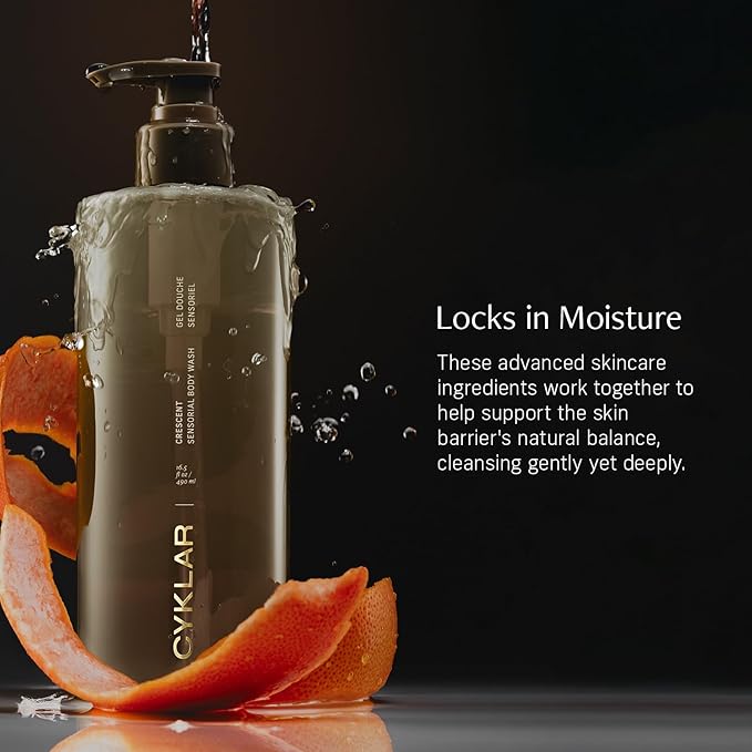 CYKLAR Sensorial Body Wash. Crescent Fragrance Hydrating Cleanser with Moisture Locking Multi-Oil Complex Sodium PCA and Glycerin. Nourishing Shower Gel for Women and Men 16.5 Fl Oz Luxury Bodywash