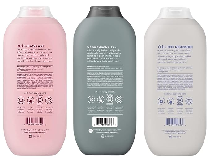 Method Body Wash Sampler Variety (Pure Peace Sea &amp Surf &amp Simply Nourish) (Pure Peace + Sea &amp Surf + Simply Nourish)