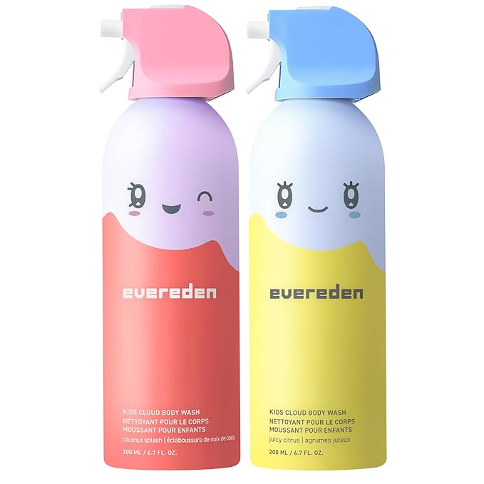 Evereden Kids Cloud Body Wash Duo - Gentle Nourishing Toddler Body Wash for Delicate Skin Coconut Splash &amp Juicy Citrus Scents Creamy Hydrating Formula 2 Pack (6.7 fl oz Each)