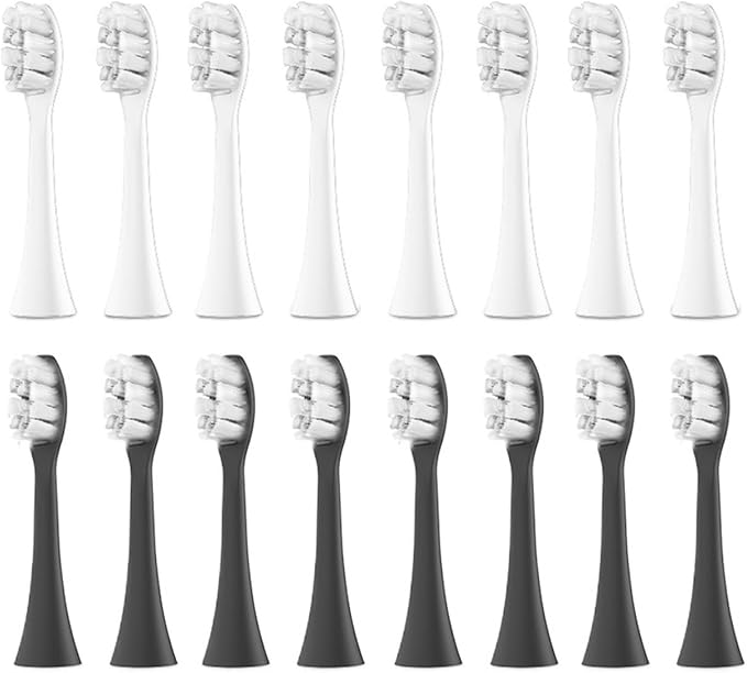 16pcs Replacement Brush Heads Soft Bristle Tooth Accessories Compatible for YS01(16PCS Black White)