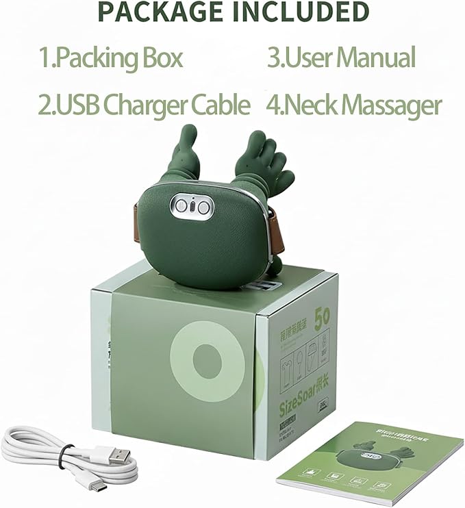 Neck Massager with Heat Shiatsu Neck and Back Massager with 4D Kneading for Shoulder and Cervical Pain Relax Muscle Tension Portable and Rechargeable for Home or Office Green