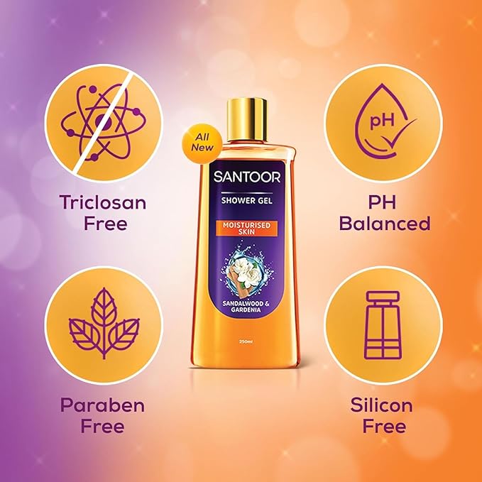 Sa.nt...oor Moisturizing Shower Gel with Sandalwood and Gardenia Fragrance Purple and Orange 250ml