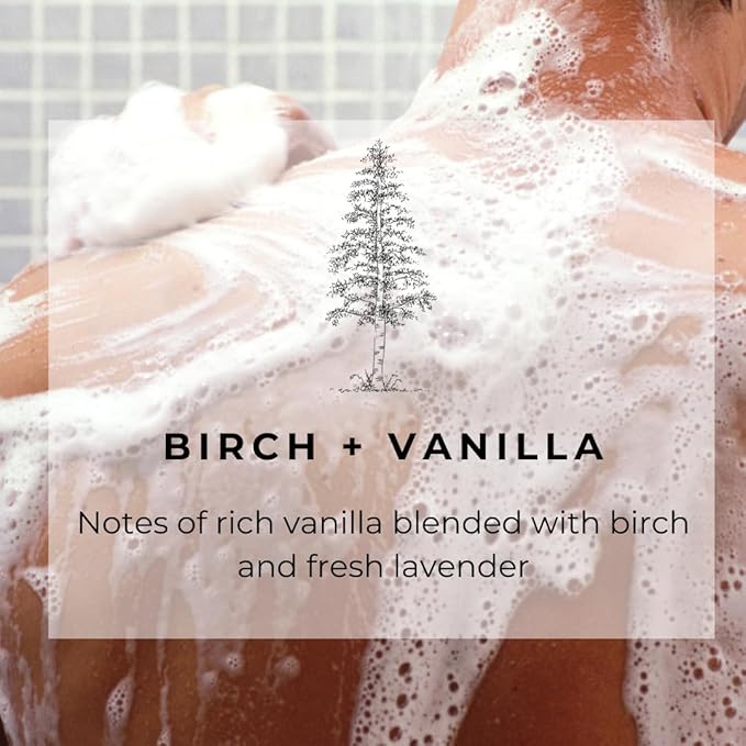 River Birch Birch + Vanilla Scented Natural Body Wash Refill - Handmade Moisturizing Body Wash Luxury Scented Hydrating Soap - Vegan and Non-Toxic - 32 Fl Oz