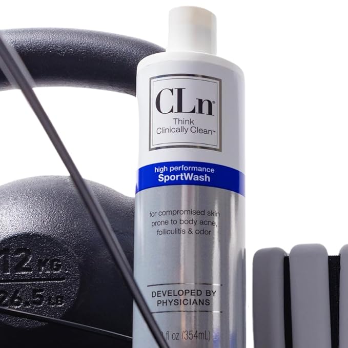 CLn® SportWash – High-Performance Sport Body Wash For Men &amp Women Prone to Body Odor Foot Odor Ringworm Folliculitis &amp Back Acne Fragrance-Free &amp Paraben-Free 12 fl. oz. (Pack of 2)