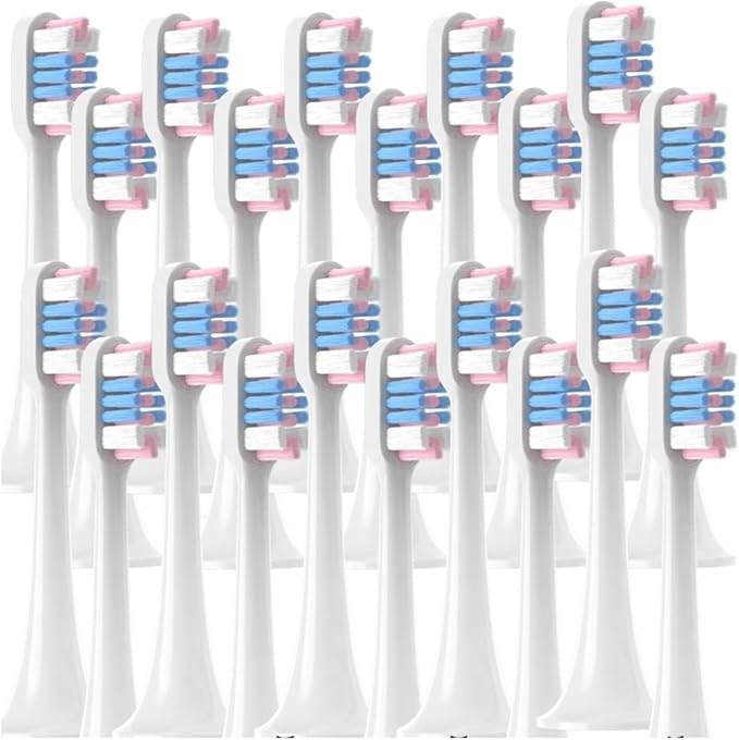 20/50PCS Replacement Brush Heads Compatible for T300/T500/T700 Deep Cleaning Soft Bristle Electric Toothbrush Nozzles(50WhiteBluePink)