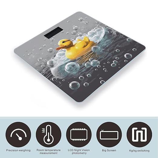 Bubble Duck Scale for Body Weight Accurate Digital Bathroom Scale Toughened Glass High Precision Scales Smart Weight Scales with Large LCD Backlight Display Weighing Machine