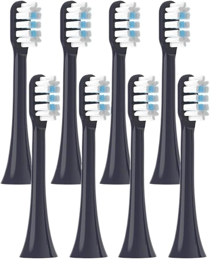 8Pcs Replacement Toothbrush Heads Compatible for T301 T302 T501 with Soft Bristles(8 Black)