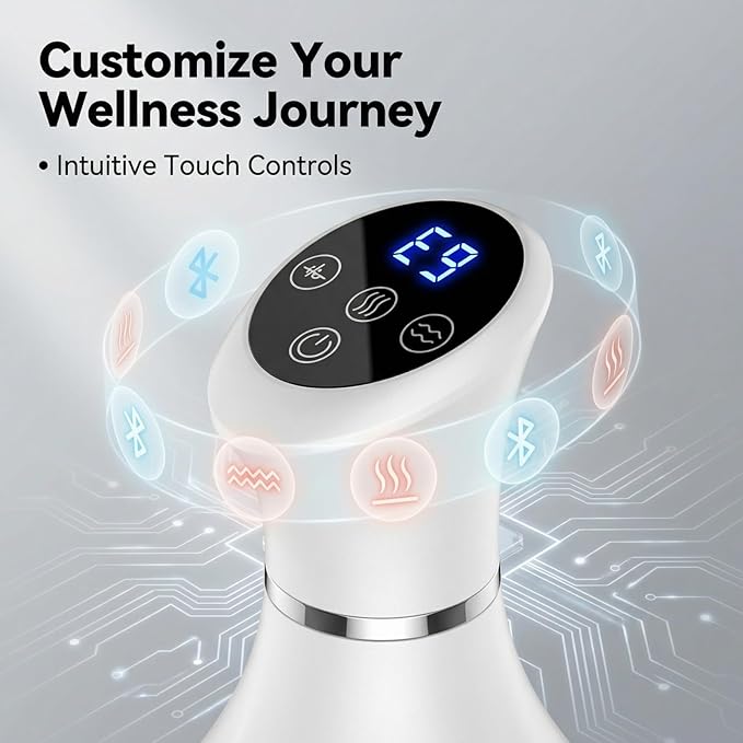 Body Sculpting Massager &amp Anti-Cellulite Massage Tool for Legs Arms &amp Stomach Smooth Skin Support Gentle Heat &amp Vibration Rechargeable Portable Full-Body Massager White