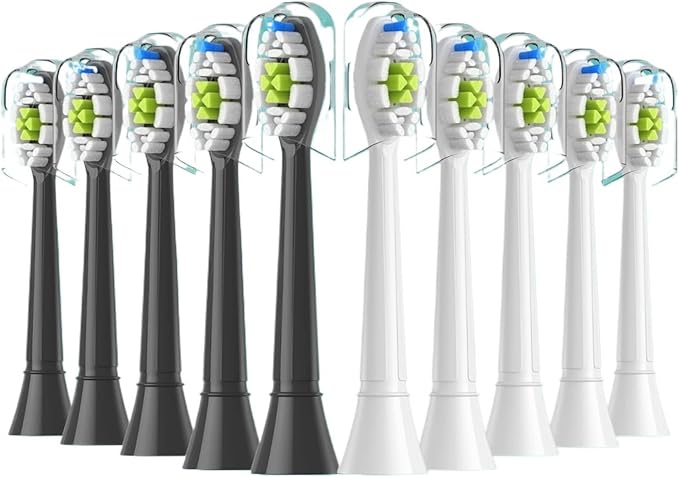 Replacement Toothbrush Heads Compatible with Philips Electric for EasyClean HealthyWhite and Other Snap-On Handles(5White 5Black)