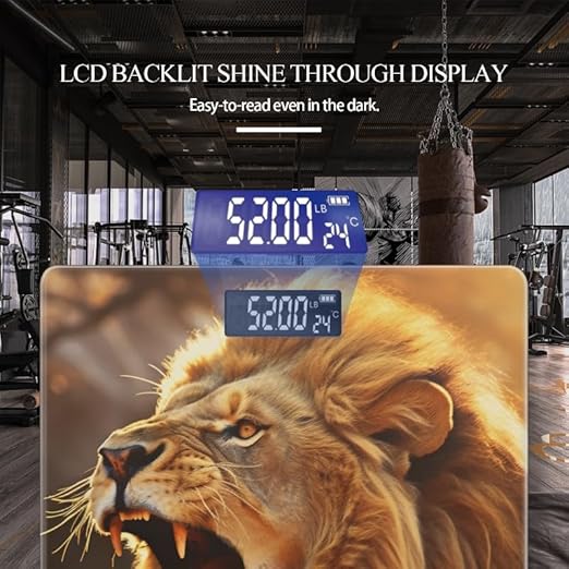 Digital Scale for Body Weight Highly Precision Bathroom Weight Scale 400 lbs with Backlit Display Personalized Scale for Home-Majestic Lion Roaring in The Savannah