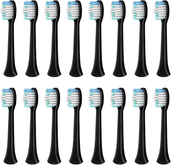 16pcs Toothbrush Heads Compatible for S100 S200 S600 S700 S800 S900 S710 S820 S910(Black 16pcs)