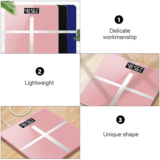 Digital Body Weight Scale USB Charging Precise Household Electronic Bathroom Scale 26x26cm Rose Gold Cross Design Black Screen for Weight Management