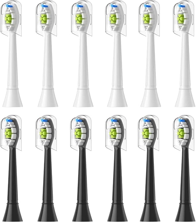 Replacement Toothbrush Heads Compatible for and Other Snap-On Handles(6White 6Black)
