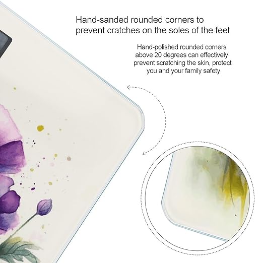Watercolor Purple Flowers Digital Bathroom Scale for Body Weight with High Precision Digital Weighing Scale with BMI Clear LCD Display and Step-On Measures Weight Up to 180kg
