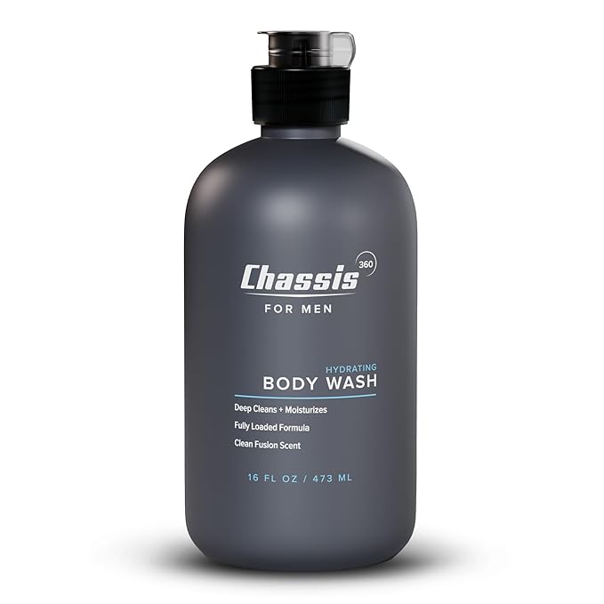 Chassis 360 Hydrating Men’s Body Wash &amp All-In-One Face Moisturizer Bundle – Triple Foam Body Cleanser + Vitamin C Niacinamide &amp Hyaluronic Acid Moisturizer
