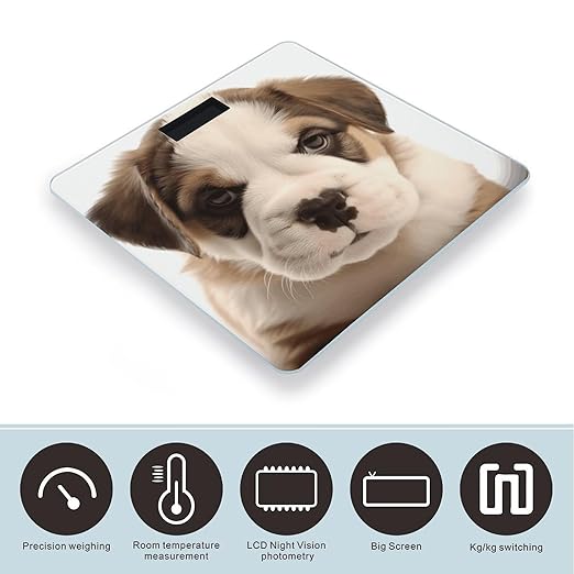 Dog Puppies Bathroom Scale for Body Weight Bathroom Weighing Scale with Backlit LCD Display Highly Accurate Measures Weight Up to 180kg