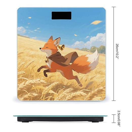 Orange Fox Weight Scale Cute Bathroom Scale for Body Highly Accurate Digital Weighing Machine for People Compact LCD Display Scales with Sturdy Toughened Glass Scales