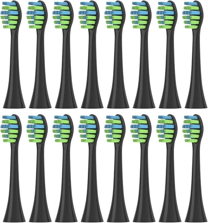 16PCS Replacement Brush Heads Compatible for 7AM2M AM101/AM105 Electric Toothbrush Vacuum Soft Bristle Nozzles(16pcs Black)