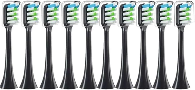 10pcs Replacement Brush HeadsCompatible for SOOCAS X3 X5 V1 X3U Soft Bristle Electric Toothbrush Sealed Packed(10pcs Black)
