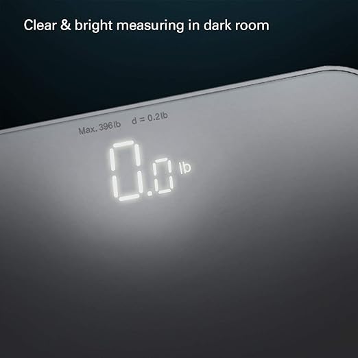 VisionTechShop S Body High Precision Ultra Wide Digital Body Weight Bathroom Scale up to 396lb/180kg Super-Clear Large LED DisplayStep-On Technology White