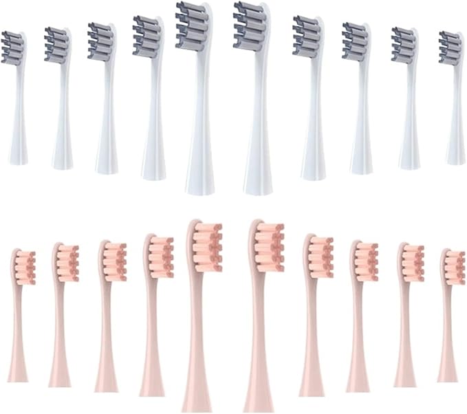 Replacement Brush Head for Oclean Electric Toothbrush Soft Bristle X/X PRO/ Z1 Brushes Replaceable fit for O-Clean Sonic(10 Grey 10 Pink)