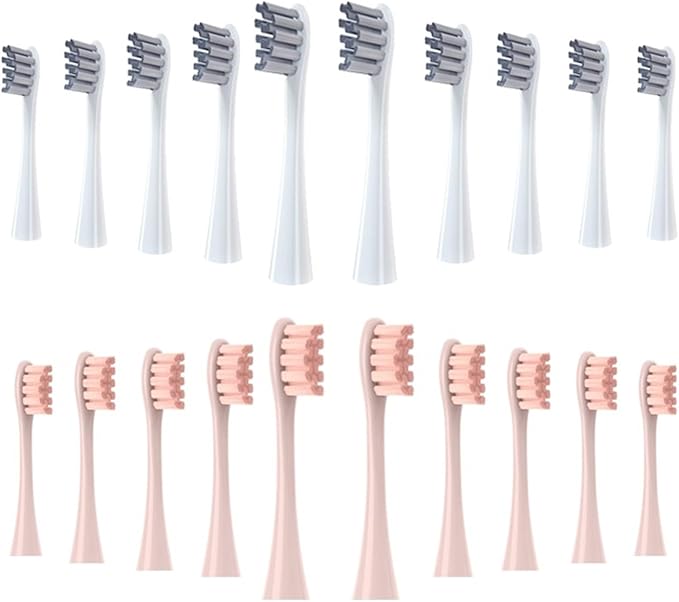 10-40PCS Replacement Brush HeadCompatible for Oclean Electric Toothbrush Soft Bristle X/X PRO/ Z1 Brushes Replaceable Head(10 Grey 10 Pink)