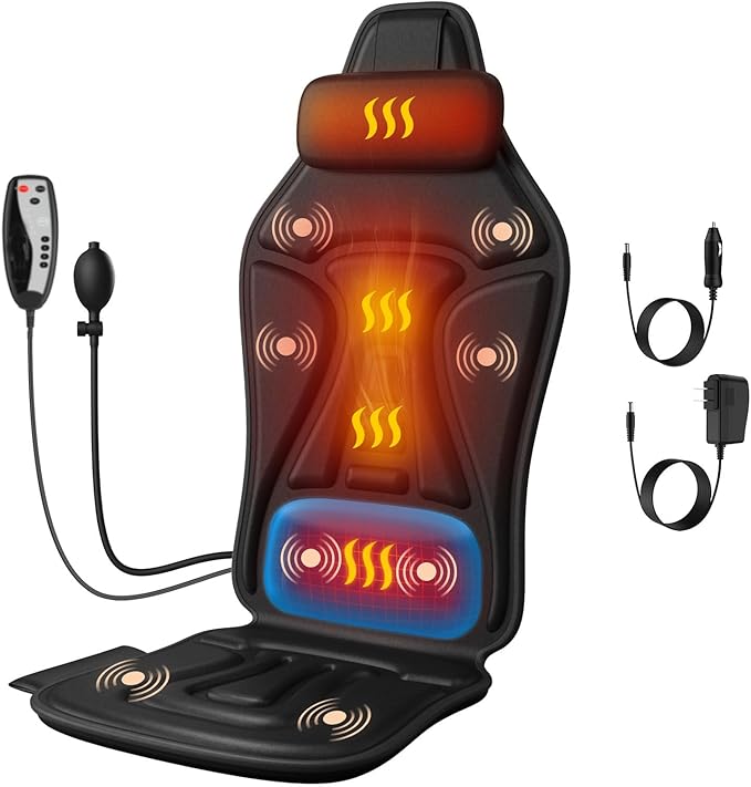 Vibration Back Massager for Chair with Heat Massage Chair Heating Pad with Lumbar Traction Seat Massager for Seniors Office Workers &amp Family Fatigue &amp Pain Relief in Office Home Use