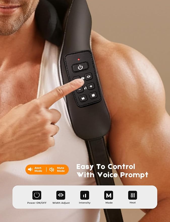 Shiatsu Neck Massager with Heat for Pain Relief Deep Tissue Upgraded Adjustable Width 4D Kneading Shoulder Massage Electric Back Massage Pillow Gifts for Women Men Mom Dad Mothers Day