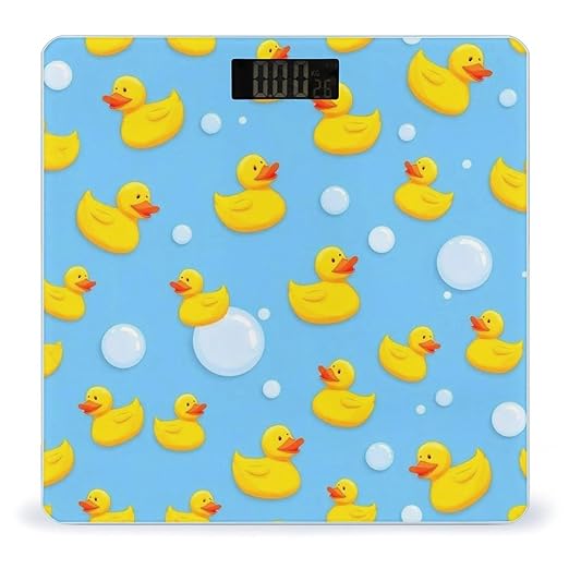Women's Fashion Automatic Switch Digital Bathroom Weighing Scale Smart Scale Cute Funny Blue Bubbles Yellow Rubber Ducks