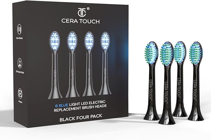 Cera Touch LED Electric Toothbrush Head – Compatible with Cera Touch LED Toothbrush Pack of 4 Replacement Heads for Deep Clean &amp Effective Whitening.