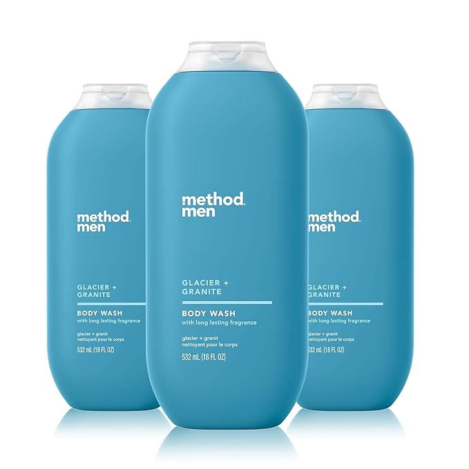Method Men Body Wash Glacier + Granite Paraben and Phthalate Free 18 FL Oz (Pack of 3)