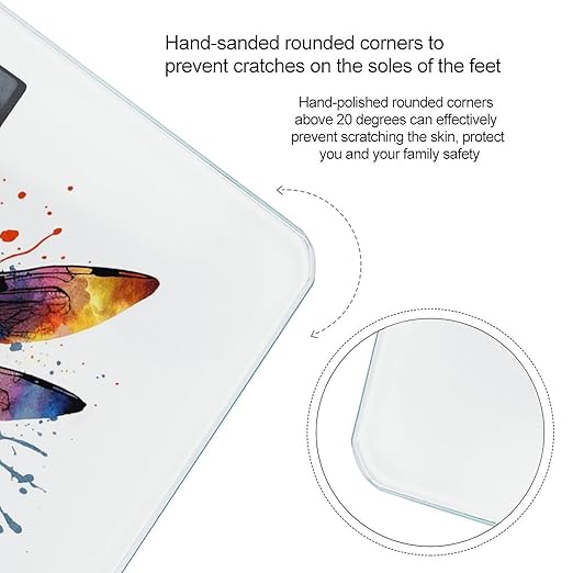 Paint Splash Dragonfly Digital Bathroom Scale Fashion Unique Weight Scale BMI Anti-Slip Precision Weighing Scales Suitable for Home Bedrooms Use and Gift