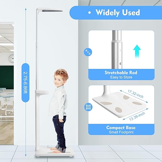 110V Multifunction Physician Medical Body Weight Scale 440lb Capacity Digital Bathroom Health Weight Monitor Electronic Height and Weight Physician Scale Digital Doctor Medical Scale