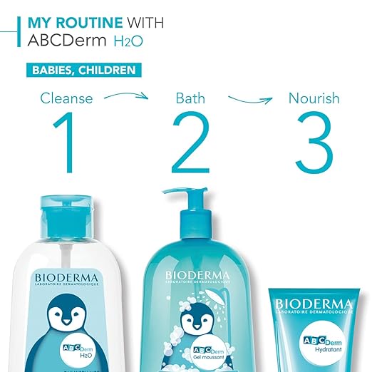 Bioderma ABCDerm Foaming Gel Gentle Skin Cleanser and Moisturizing Body Wash for Babies and Children 33.8 Fl Oz