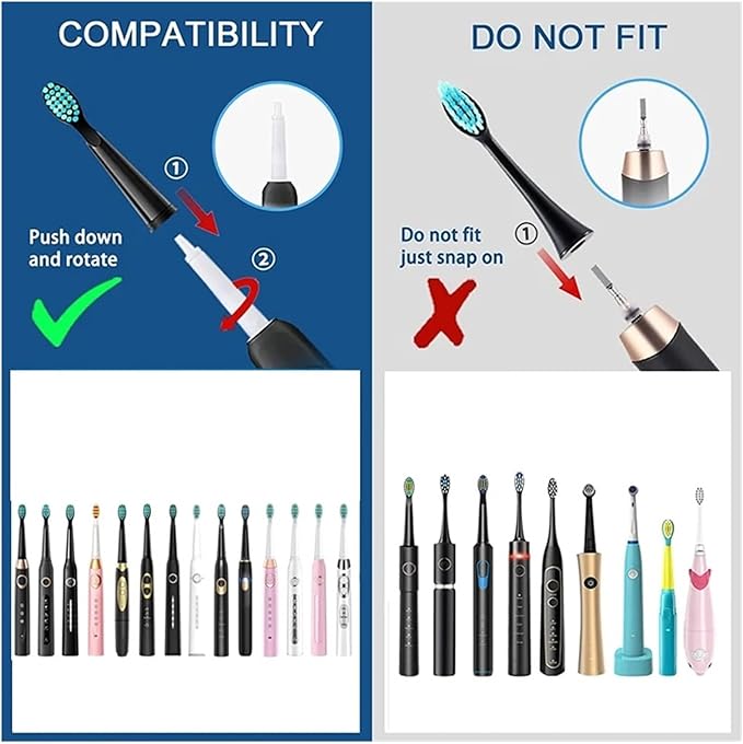20pcs Replacement Electric Toothbrush Head Bristle Brush Compatible for Fairywill Refills FW-D1/FW-D3/FW-D7(20 PCS BK)