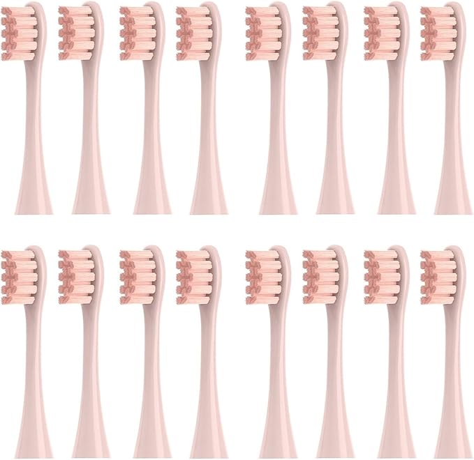 16pcs Replacement Brush Heads Compatible for X/Pro/ Z1/ SE /F1 /One/ PW01/03/05/07/09 P5 Toothbrush(16 Pink)